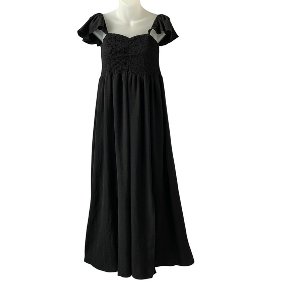 Anna-Kaci Dresses & Skirts - Anna Kaci Milkmaid Maxi Dress M Black Fairy Whimsigoth Smocked Flutter Sleeve